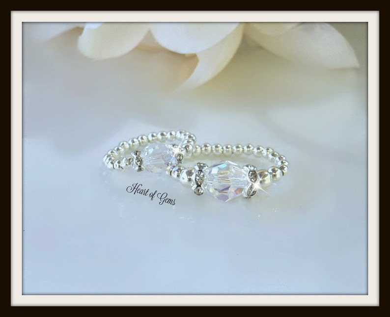 Swarovski Crystal Stretch Ring Set / Mother/daughter/ Big Etsy