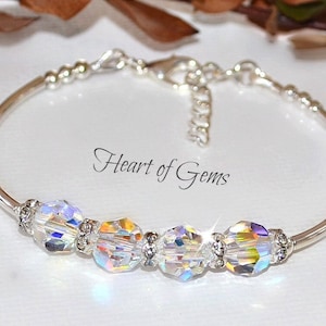 Swarovski Crystal Bracelet/Silver Bangle/Wedding Jewelry/Gifts/Last Minute Gifts