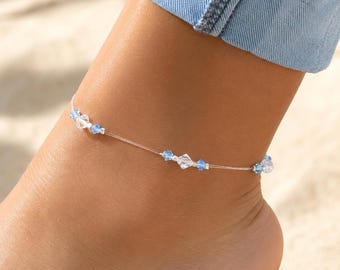 Crystal Bridal Anklet: Something Blue Wedding Jewelry