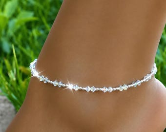 Elegant Swarovski Crystal Anklet: Bridal Ankle Bracelet