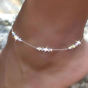 Swarovski Crystal Anklet Stretch Anklet by Heart of Gems, European Crystal Ankle Bracelets, Wedding Anklet, Gifts for Her,