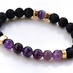 Amethyst and Lava Stone Healing Diffuser Bracelet/Yoga Bracelet/Chakra/Gemstone/Prayer Beads