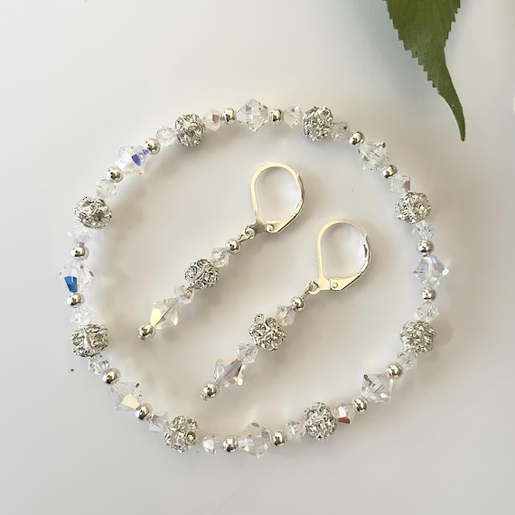 Swarovski Crystal Bracelet & Earring Set – Sparkling Jewelry Gift 