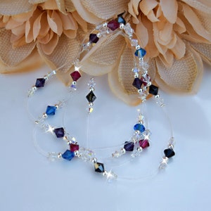 Crystal Stretch Anklet, Fushia Birthstone, July Birthstone, Gift for Her, Ankle Bracelet