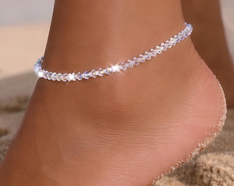 Elegant Swarovski Crystal Stretch Anklet by Heart of Gems, Sparkle with Style!