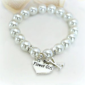 Pearl Personalized Flower Girl Bracelet