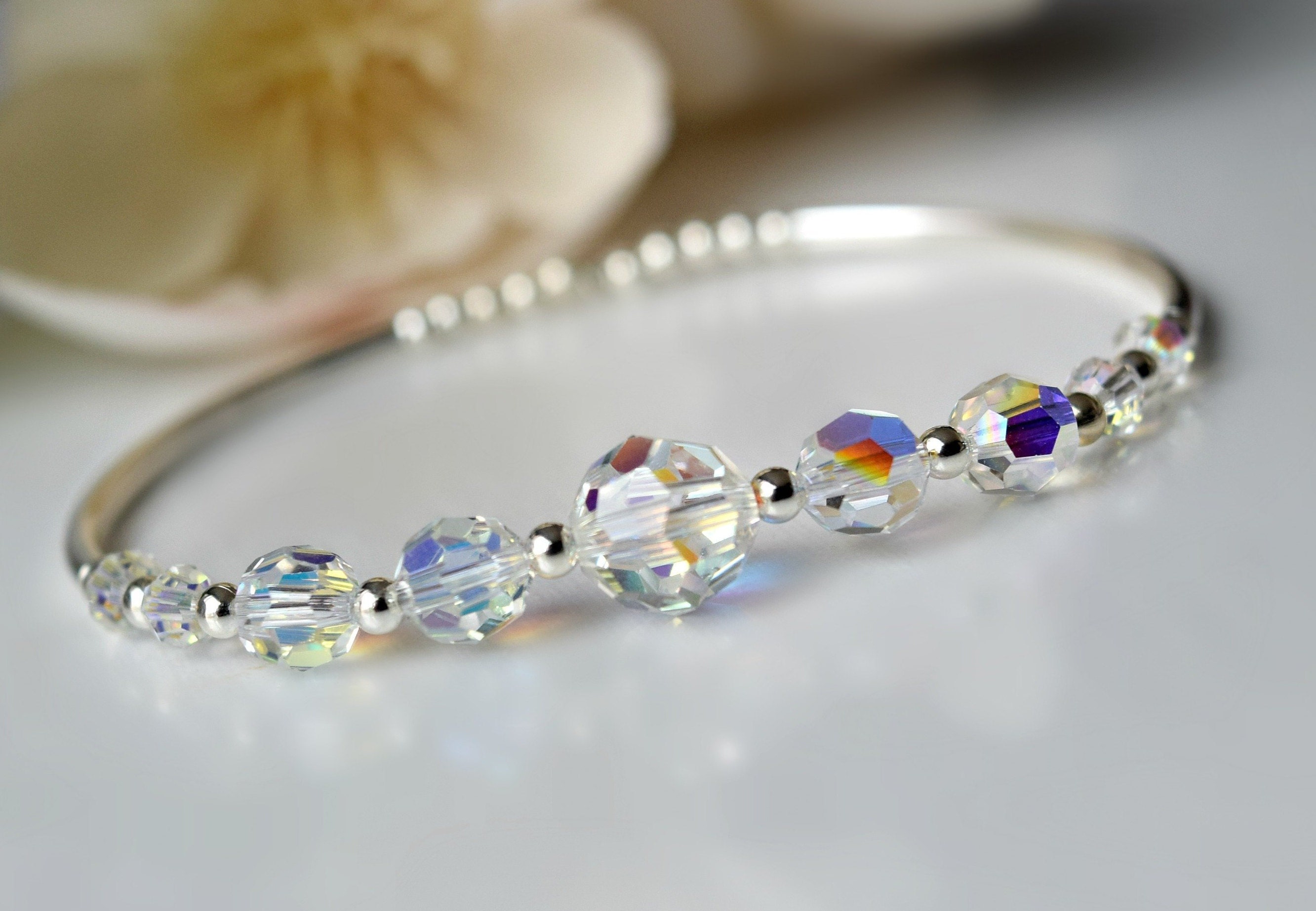 Swarovski Crystal Stretch Bangle Bracelet | Etsy