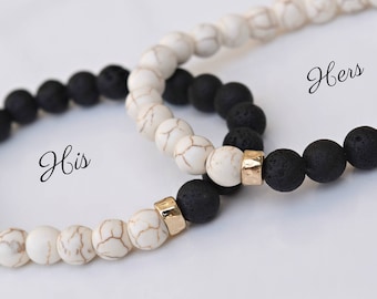His and Hers Lava Diffuser Bracelets /Essential Oils/Couples/Healing Bracelets/Aromatherapy/Mala