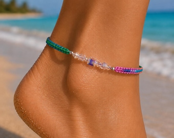 Swarovski Crystal Knotted Anklet, Multi-Colored, Ankle Bracelet