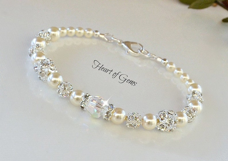 Swarovski Crystal and Pearl Bracelet | Etsy