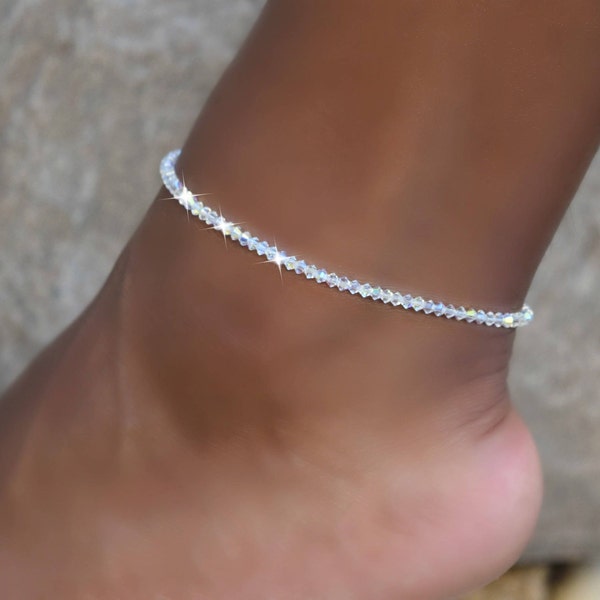 Crystal Anklet-Wedding Jewelry-Bridal Jewelry, Body Jewelry, Ankle bracelet Made with Fine Swarovski crystals FREE SHIPPING US,