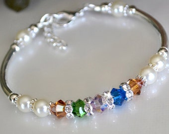 Mothers Crystal Birthstone Bracelet/European crystal