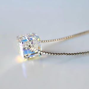 Crystal Cube Necklace For Women/ Wedding/Bridal/Silver/Bridesmaids/ Healing Crystals/ European crystals