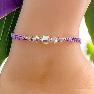 Crystal Light Purple Anklet/ Ankle Bracelet/ Friendship Bracelet/ European crystal/High End Crystal