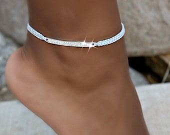 Bracelet de cheville noué en cristal ; Bracelet de cheville ; Bohème ; Cadeau de dernière minute