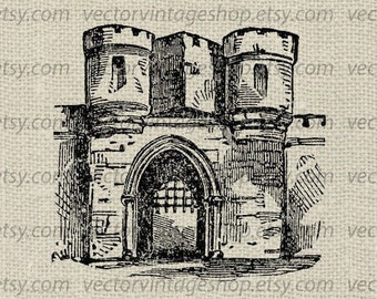 Vintage Castle SVG Illustration, Architecture Clipart (Digital Download)