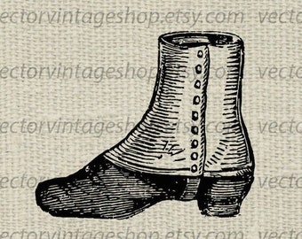 VICTORIAN SHOE SVG File, Gaiter Shoe, Ankle Boot, Vintage Style Illustration, Antique Fashion, Printable Download, Commercial Use, png jpg