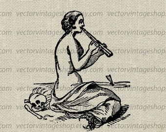 SIREN MYTH SVG File, Vintage Style Vector Graphic, Ancient Mythology Female Clip Art, Victorian Illustration jpeg png eps