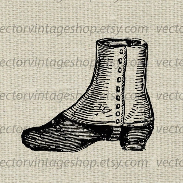 VICTORIAN SHOE SVG File, Gaiter Shoe, Ankle Boot, Vintage Style Illustration, Antique Fashion, Printable Download, Commercial Use, png jpg