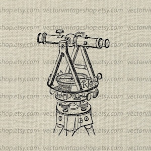 SURVEYOR INSTRUMENT SVG File, Vintage Vector Graphic, Printable Download, Engineer, Precision Instrument, Industry Tool Illustration