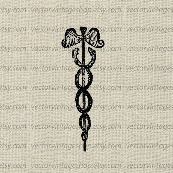 DOCTOR SVG File, Caduceus Vector Graphic, Vintage Medical Office Logo, Printable Illustration, Commercial Use, jpg png eps