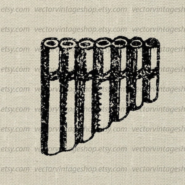 PAN FLUTE SVG File - Vintage Style Vector Illustration, Ancient Mythology, instant Download, Musical Instruments Clipart, Printable Download