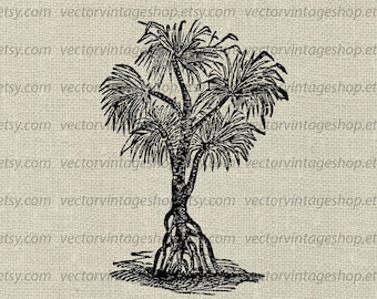 SCREWPINE Tree SVG File, Vintage Tree Vector, Pandanus, Tropical Theme Decor, Commercial Use, Printable Download jpg png eps