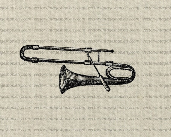 TROMBONE SVG File Vintage Style Vector Clipart Musical Horn