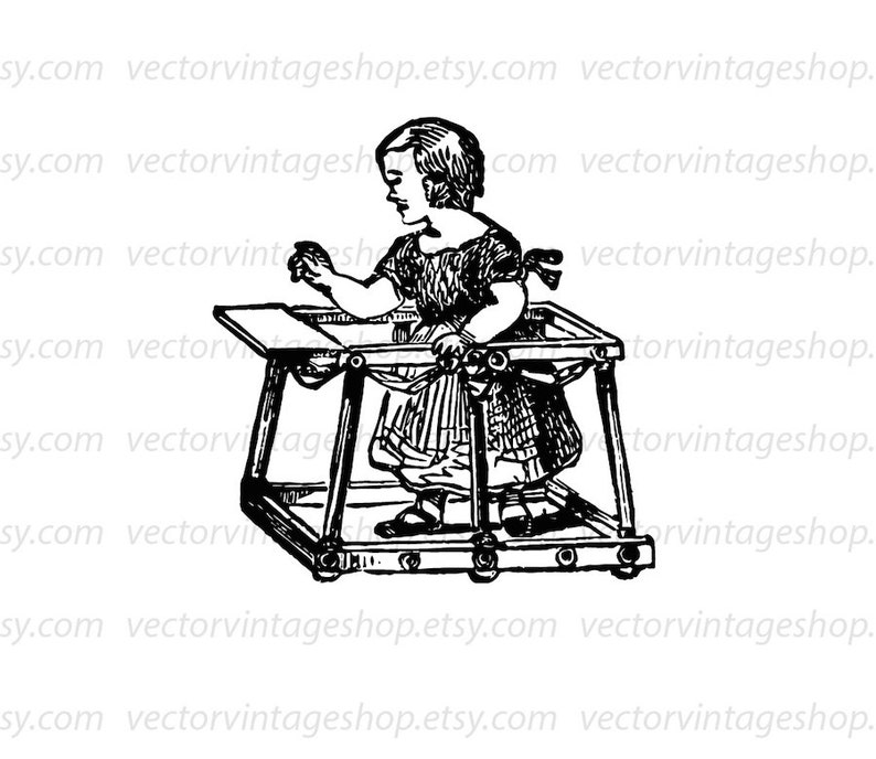 Download Victorian Baby Walker Vector Graphic Instant Download | Etsy