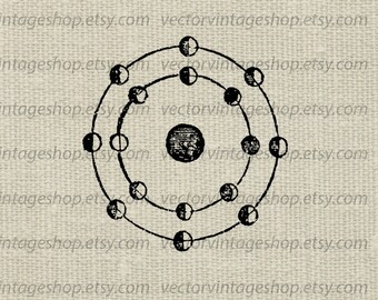 MOON PHASES SVG File Vector Clipart Graphic, Antique Astronomy Diagram Clipart, Vintage Science Illustration