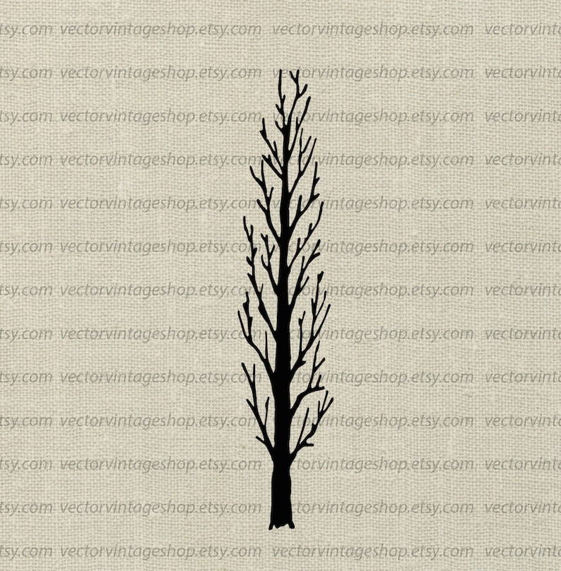 Cottonwood Tree Vector Clipart Tree Silhouette Clip Art | Etsy