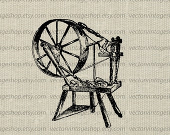 SPINNING WHEEL SVG File, Vector Graphic Clipart, Crafting Logo, Vintage Illustration, Printable Download, Commercial Use, jpg png eps file