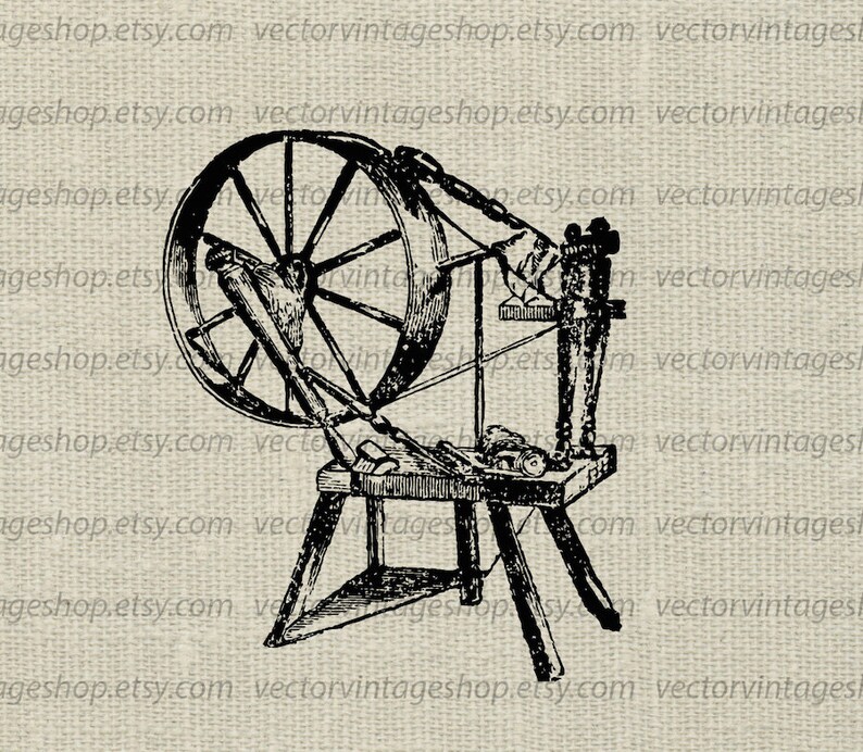 Download Spinning wheel vector graphic instant download thread wool ...