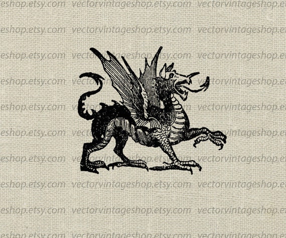 Dragon Clip Art Vector Art Instant Download Medieval Myth Etsy