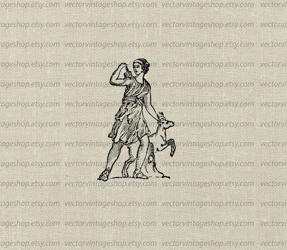 Diana Goddess Vector Clip Art Graphic Huntress Ancient Roman Etsy
