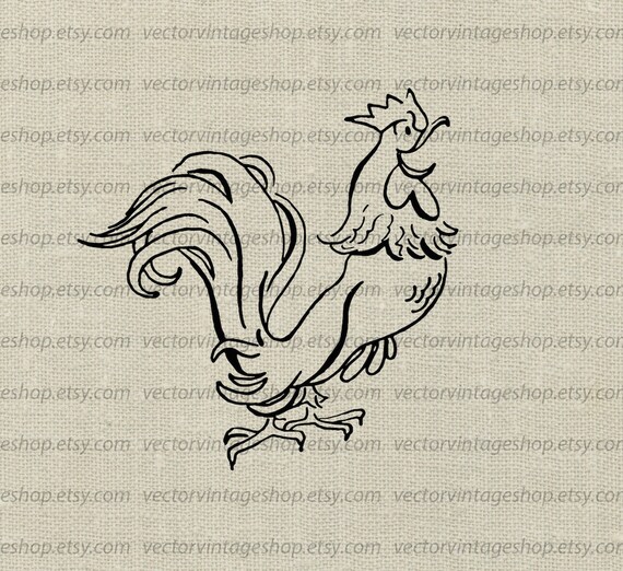Rooster Vector Clipart Commercial Use Chicken Graphic Clip Etsy