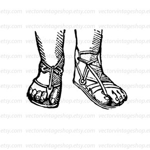 ROMAN SANDALS SVG File, Vintage Style Vector Illustration, Ancient Roman Soldiers Footwear, Men Shoes Feet png jpg eps image 2