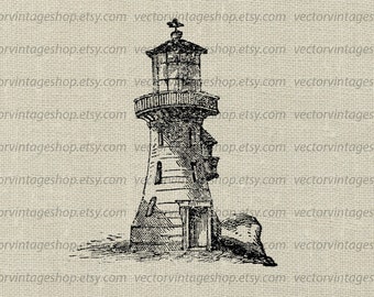 LIGHTHOUSE SVG - Vintage Style Vector Graphic - Commercial Use - Digital Clip Art - Printable Illustration - jpg png eps Format