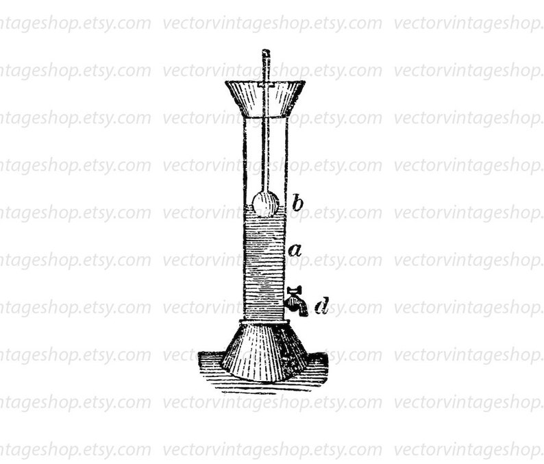 Rain Gauge Vector Clipart Graphic Instant Download Antique Etsy