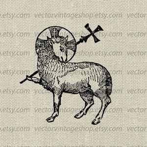 CHRISTIAN SVG Clip Art, Angus Dei Graphic, Lamb of God, Lent Clipart, Vintage Illustration, Commercial Use, Printable jpg png eps
