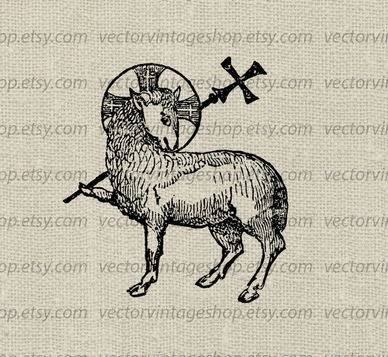 CHRISTIAN SVG Clip Art, Angus Dei Graphic, Lamb of God Religious Clipart, Vintage Illustration, Commercial Use, Printable jpg png eps image 1