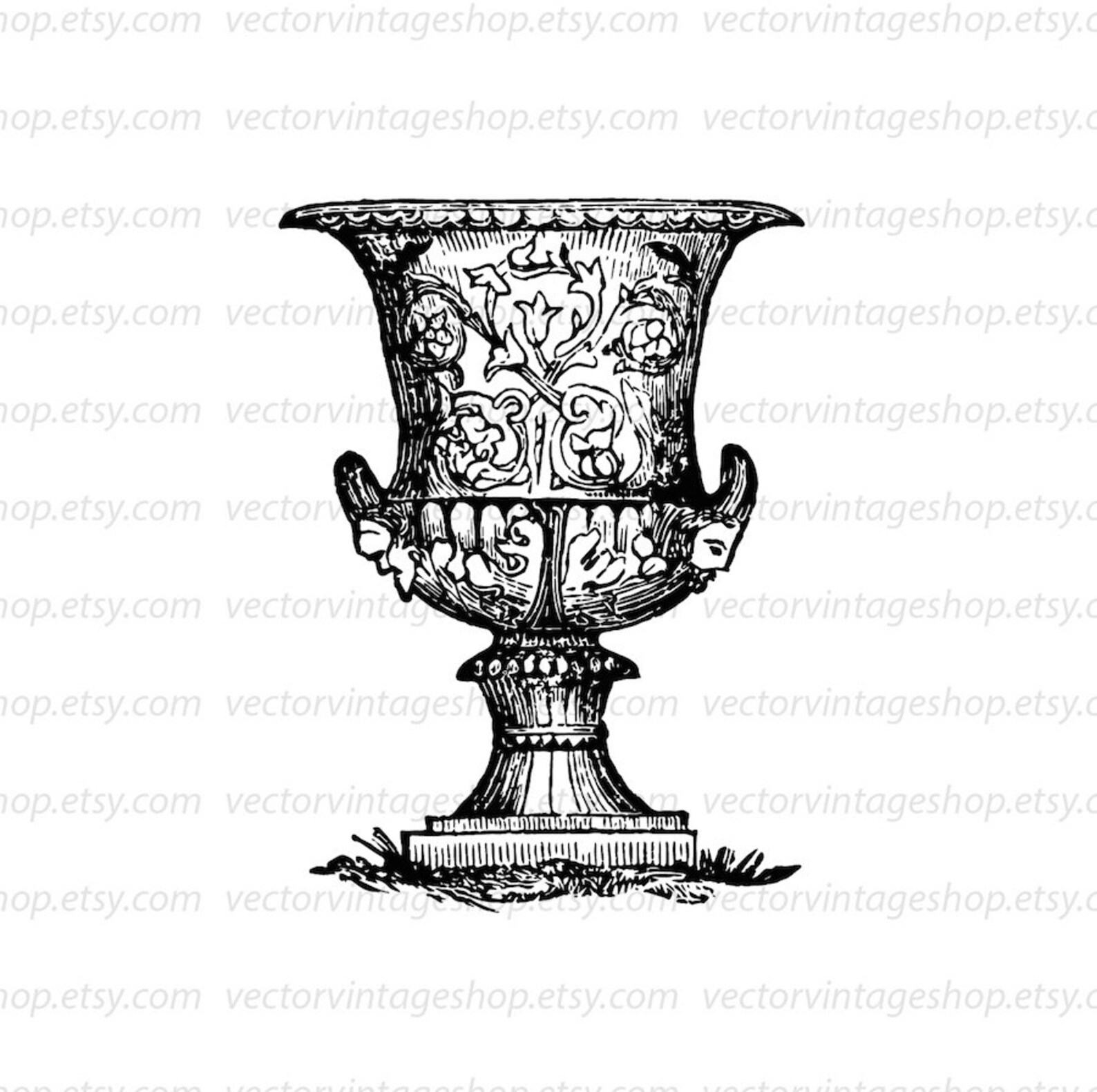 Vase SVG File Vector Graphic Decorative Vase Vintage Etsy Canada