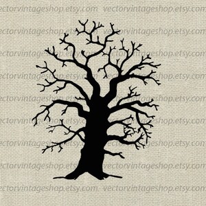 OAK TREE SVG File, Bare Oak Tree Silhouette, Winter Tree Decor, Commercial Use, Printable Download, jpg png eps