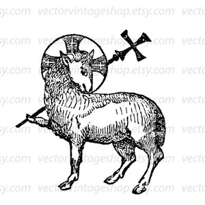 CHRISTIAN SVG Clip Art, Angus Dei Graphic, Lamb of God Religious Clipart, Vintage Illustration, Commercial Use, Printable jpg png eps image 2