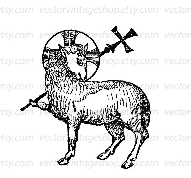 CHRISTIAN SVG Clip Art, Angus Dei Graphic, Lamb of God Religious Clipart, Vintage Illustration, Commercial Use, Printable jpg png eps image 2