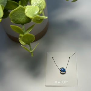 Sterling Silver and Evil Eye Bead Necklace 925 Silver Necklace Blue Evil Eye Necklace 18 inch Sterling Silver Necklace