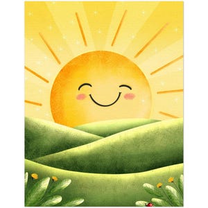 Biglietto d'auguri con il sole - Illustrazione kawaii del sole - Biglietto con il sole felice per positività, incoraggiamento o semplicemente perché