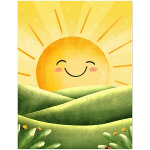Biglietto d'auguri con il sole - Illustrazione kawaii del sole - Biglietto con il sole felice per positività, incoraggiamento o semplicemente perché