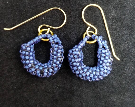 Blue beadwork earrings Native American inspired Beadwork Dreams Raven