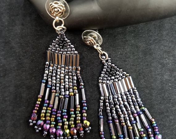Ravens wings Native American inspired earrings Beadwork Dreams Raven